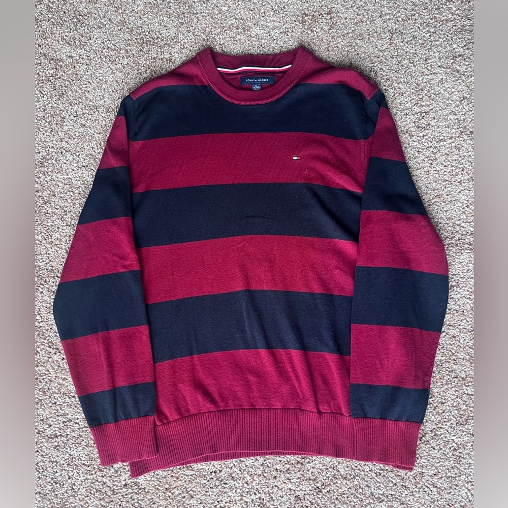 Tommy Hilfiger Men's Crewneck Sweater‎ - Red and Navy